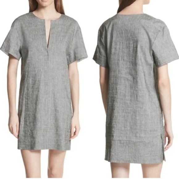 Theory Dresses & Skirts - Theory Medium Linen Slit Front Shift Dress in Sharkskin Crunch